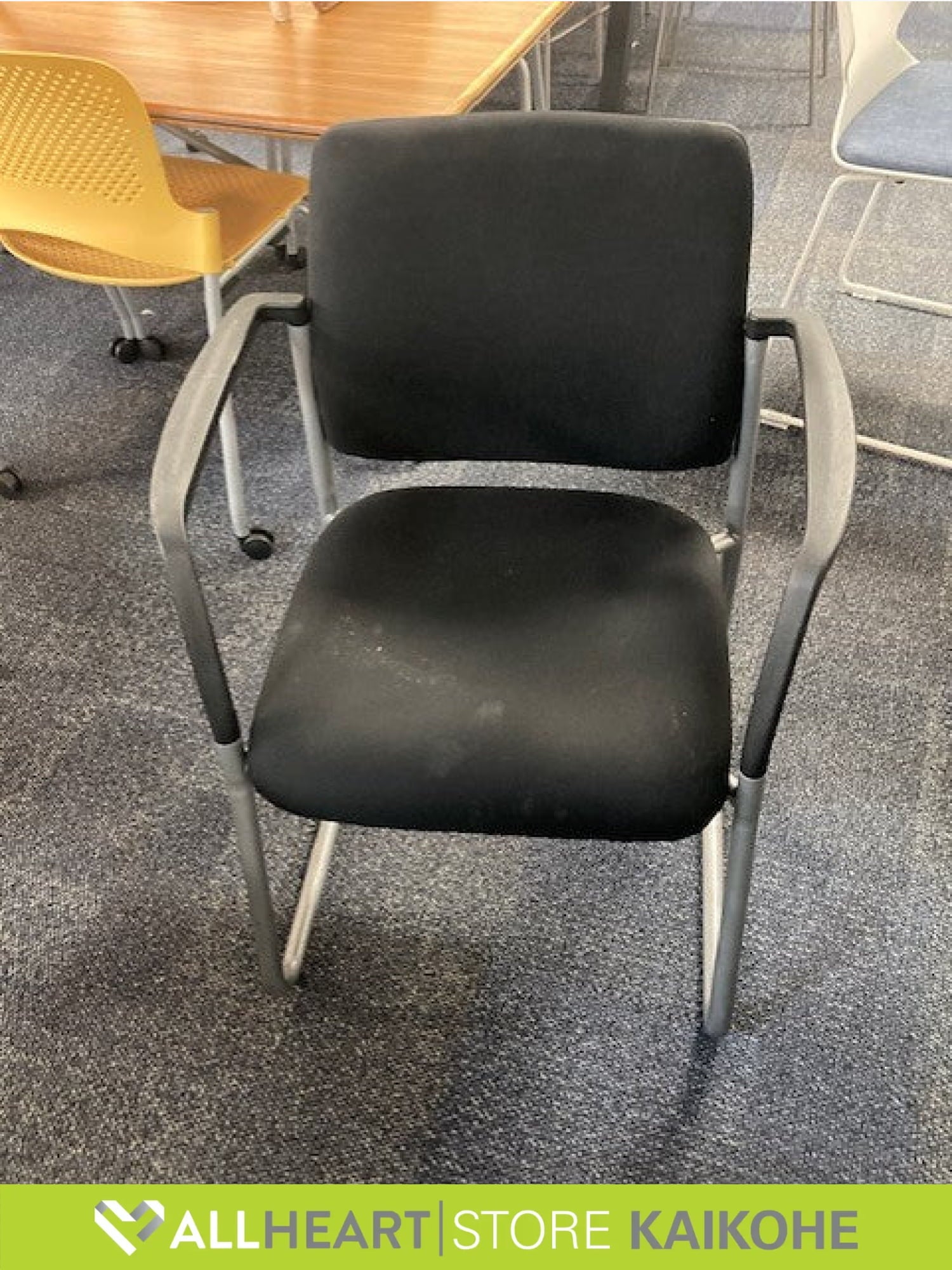 Black Fabric Chair with Arms - Chair