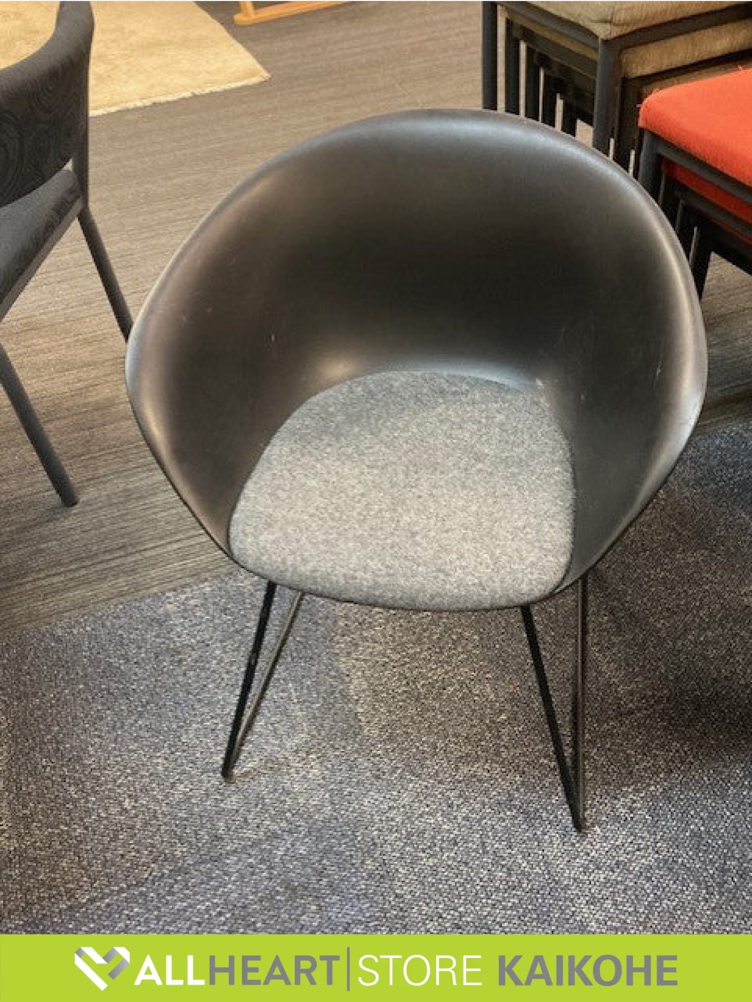 Black/ Gray Fabric Based Chair - Chair